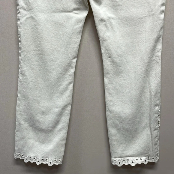 Lauren Conrad Cream Off White Skinny Crop Denim Jeans Embroidered Hem 6 - Picture 6 of 15